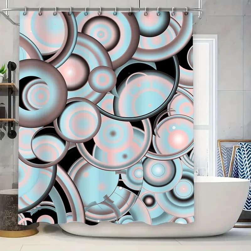Tenda da doccia a cascata in stile giapponese Decorazione da bagno con stampa orientale bianca nera con decorazione della stanza in tessuto impermeabile con design ad albero
