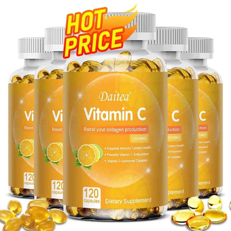 La vitamina C favorisce la produzione di collagene - 2000 mg, promuove la salute di pelle, capelli, unghie e sistema immunitario, integratori alimentari