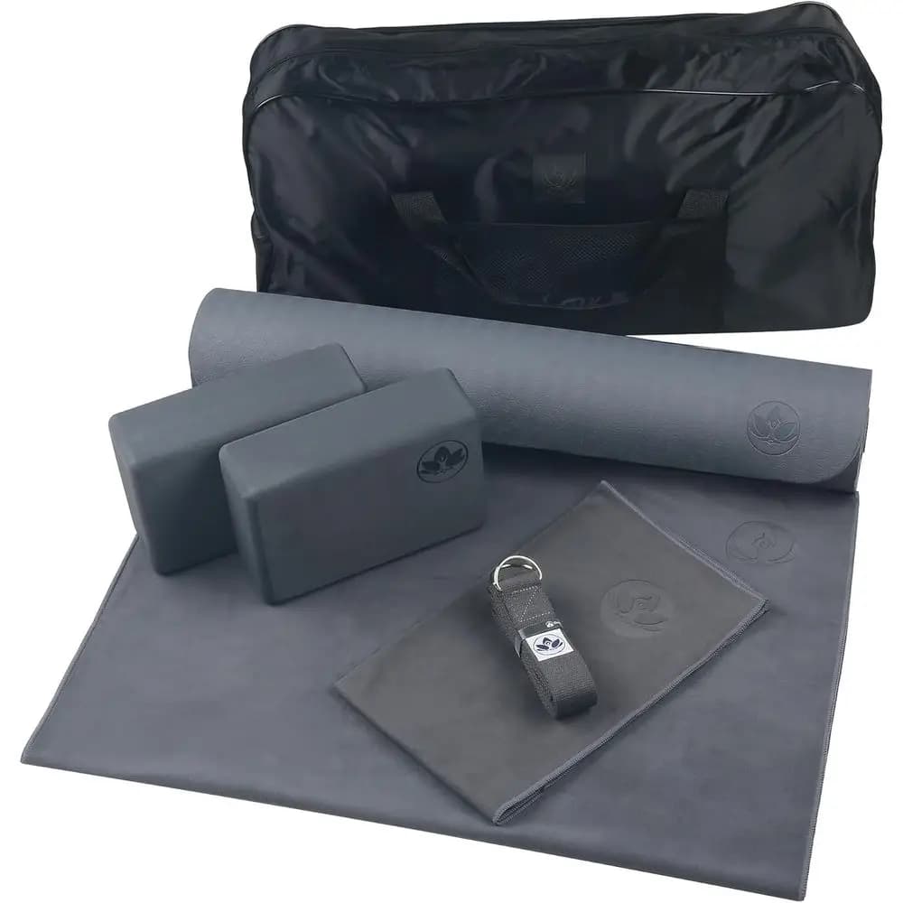 Kit Yoga Completo 7 Pezzi: Tappetino Imbottito, Blocchi, Cinghia, Asciugamani e Borsa per Uomini e Donne