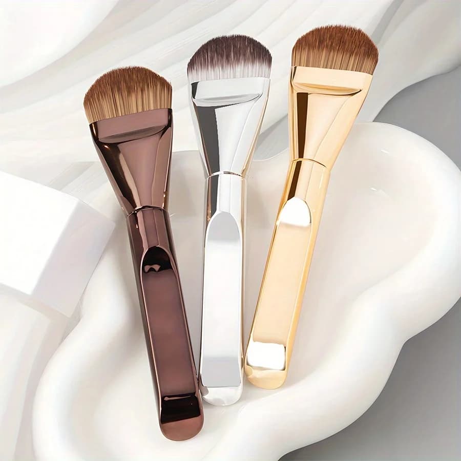 Brush for multifunctional tongue-shaped foundation for an impeccable and effortless make-up base and for the care of the facial mask, ultra-thin plate foundation brush, round face contour brush, dish brush, multipurpose brush