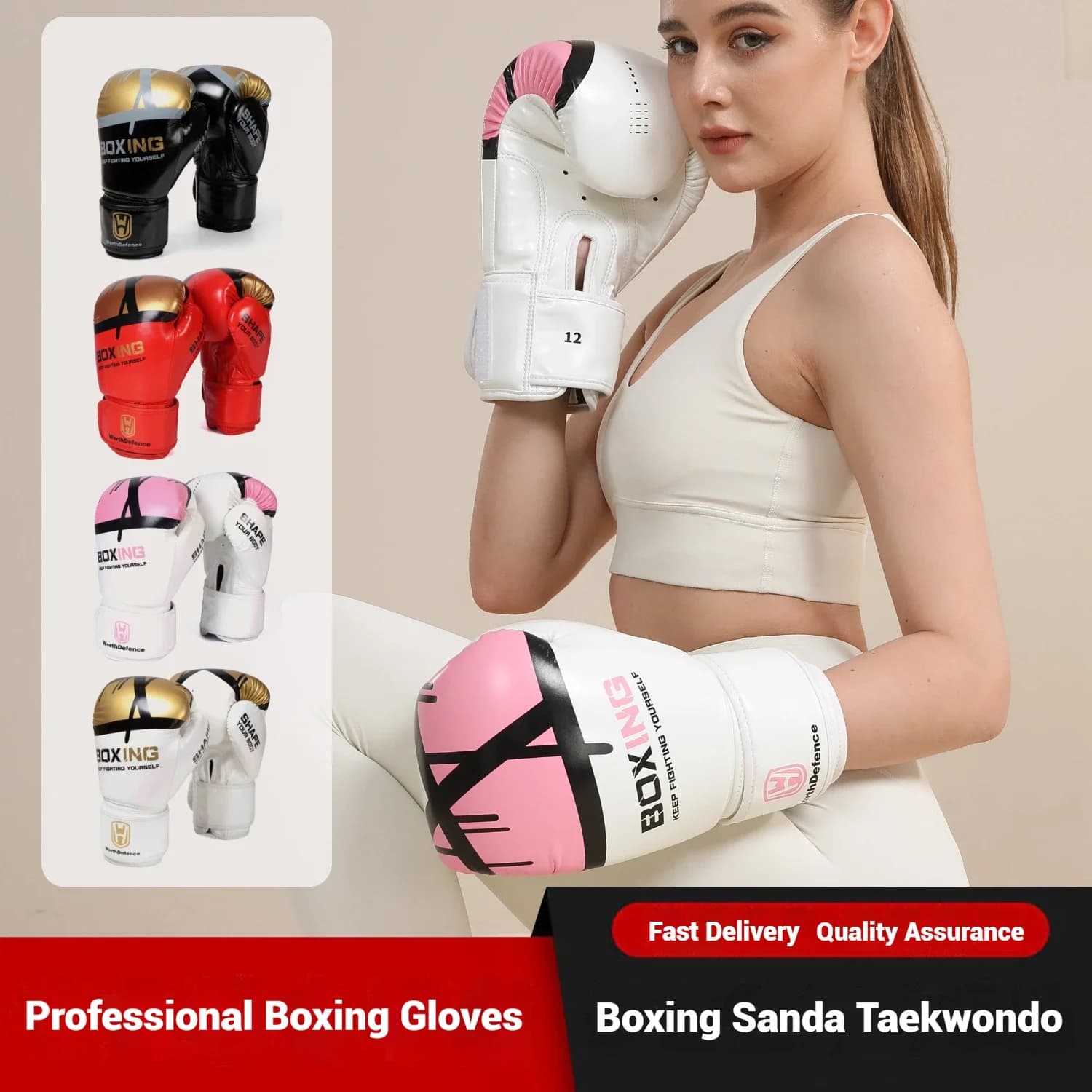 WOSWEIR-Guanti da boxe unisex per giovani adulti per fitness Taekwondo Sanda Combat Training-Opzioni di taglia per bambini a uomini disponibili