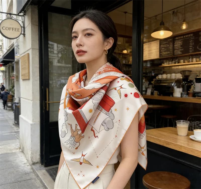 14mm Silk Scarf 135CM Luxury Designer Shawls Stole Hand Rolled Edges Mother Lover Gift Twill Scarves 135CM