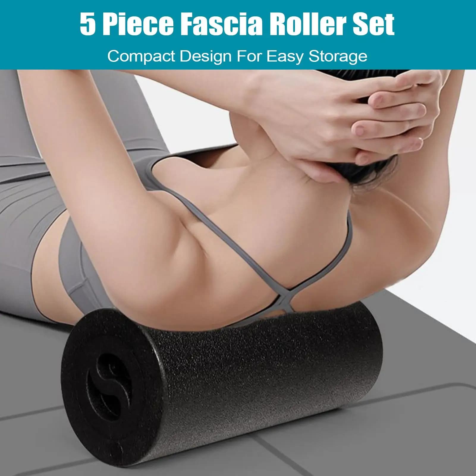 Kit rullo in schiuma Rullo in schiuma per massaggio per muscoli Ruota antiscivolo per tessuti profondi Accessori da palestra per gambe Viaggi Fitness Pilates
