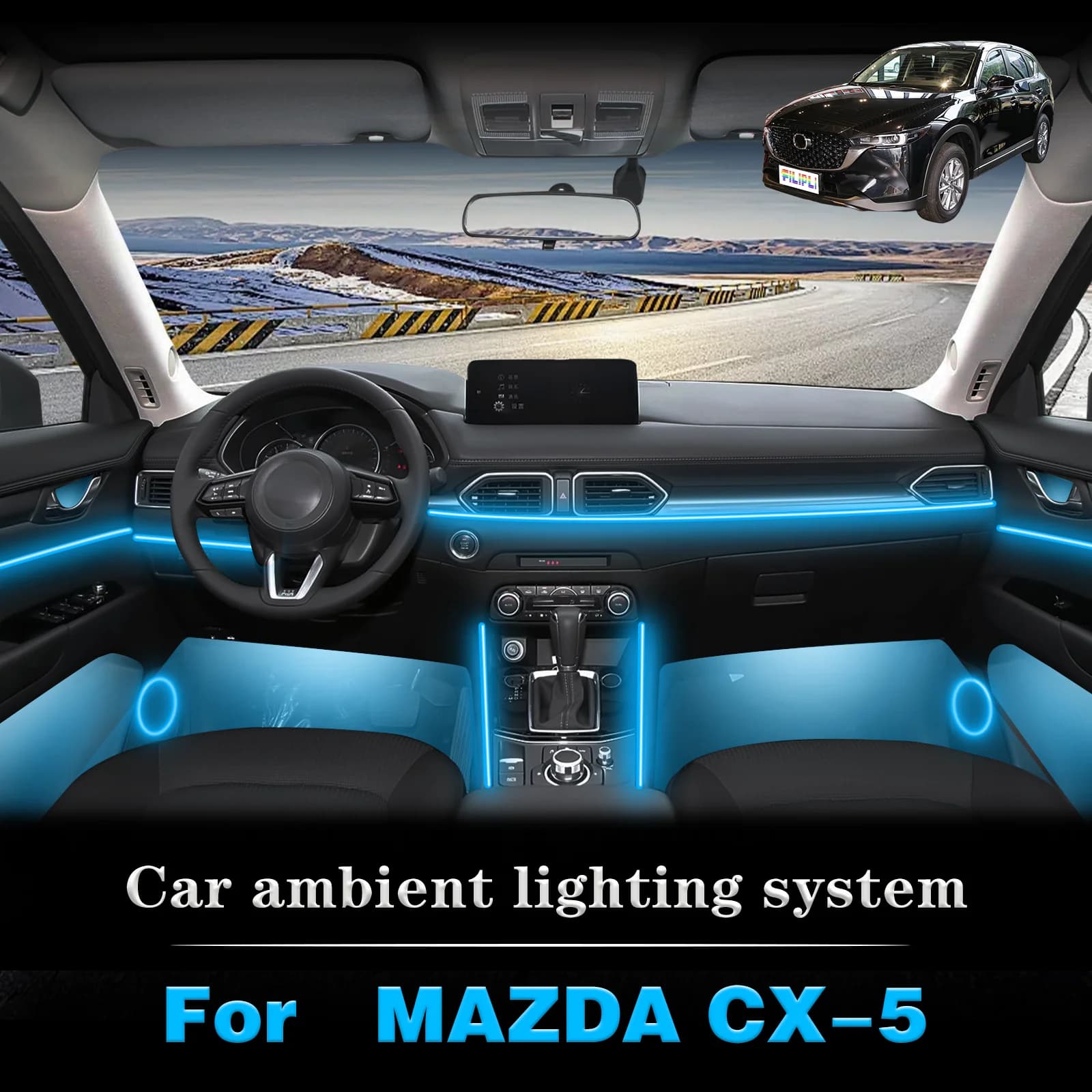 Per MAZDA CX-5 Elite Strisce di illuminazione ambientale interna per veicoli in acrilico stile nascosto RGB Sincronizzazione audio Funzionamento APP