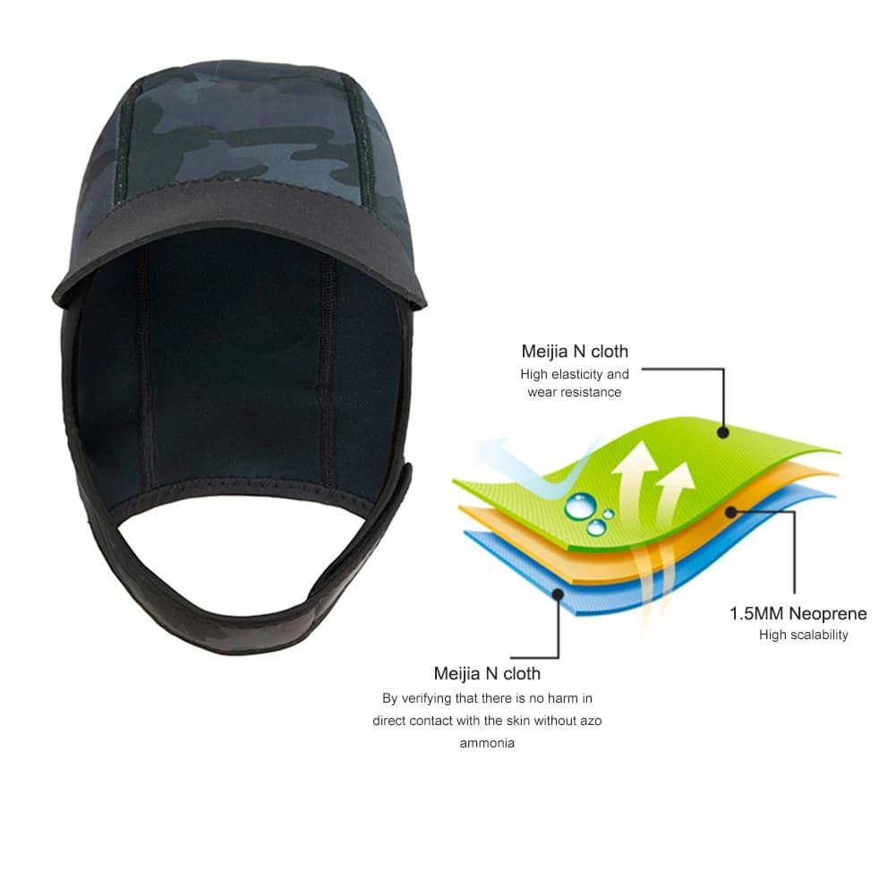 2MM Diving Head Cover Neoprene Mens Womens Snorkeling Headgear Sun Protection Winter Swimming Cover for Outdoor Surfing Wading