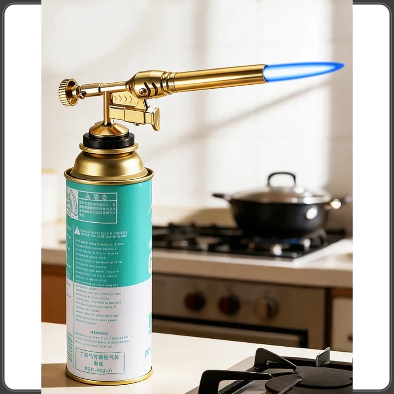 Torcia Portatile per Saldatura a Gas in Rame Dorato, Fiamma ad Alta Temperatura per Barbecue, Cucina, Brasatura, Riscaldamento Esterno e Giunzione Metalli