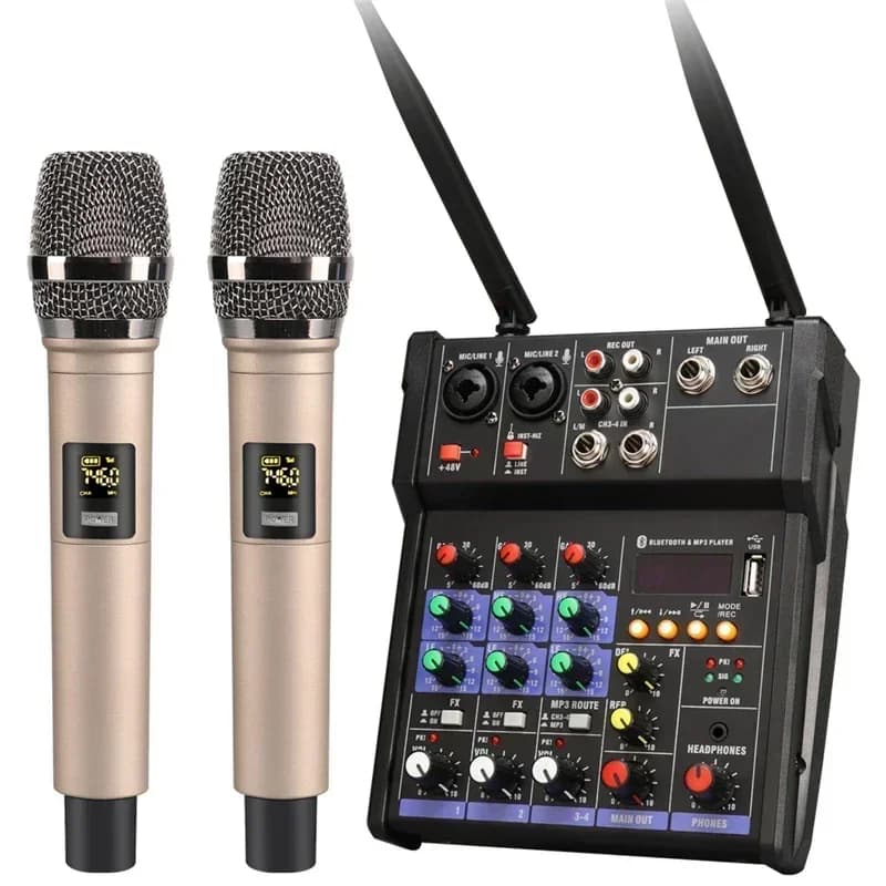 4-channel USB audio mixer with studio audio microphone Mixer with Bluetooth DJ console mixer for micro phone Karaoke