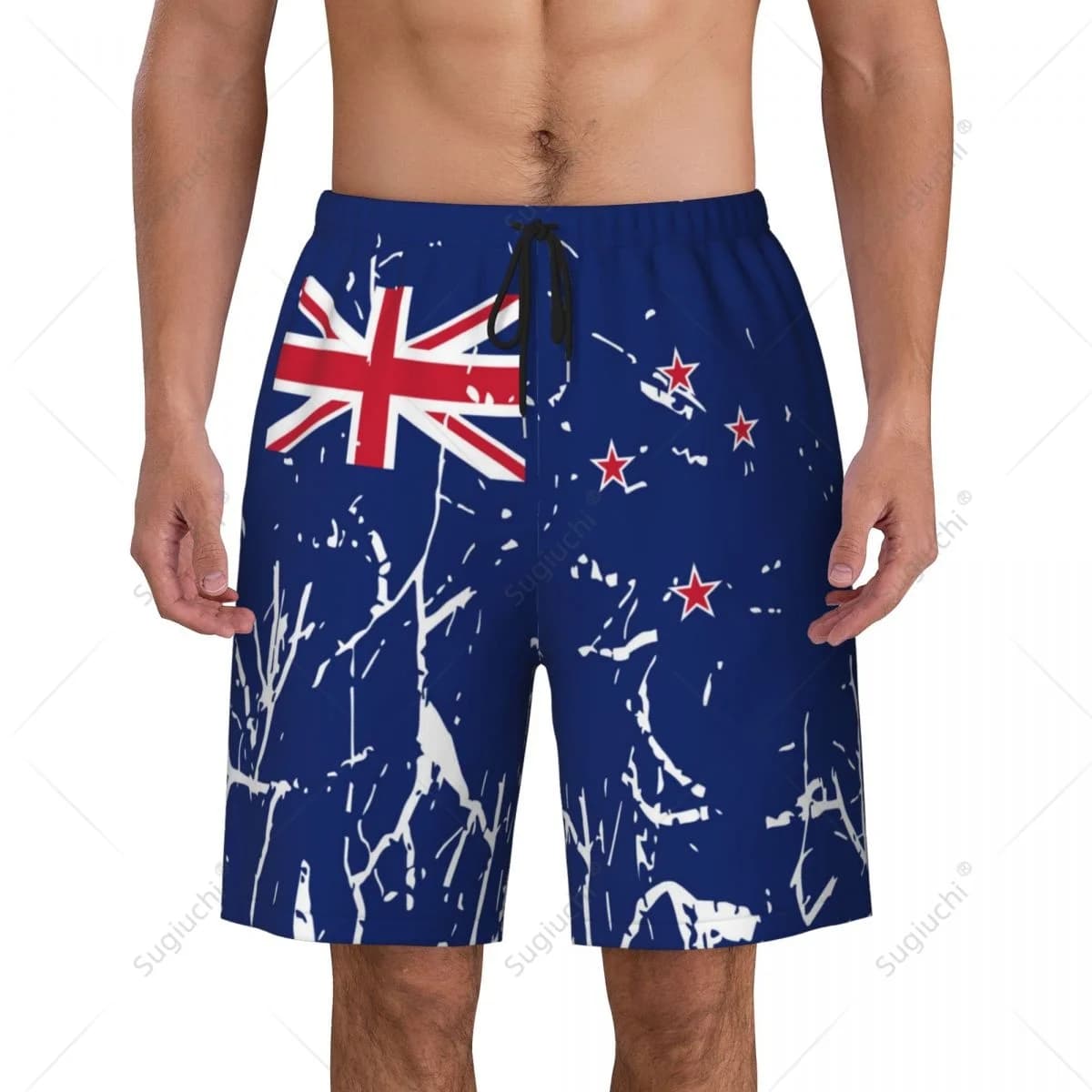 Pantaloni da spiaggia Kiwi con bandiera della Nuova Zelanda da uomo Pantaloncini da surf Surf Ragazzi Calcio Ciclismo Costumi da bagno Corsa in poliestere