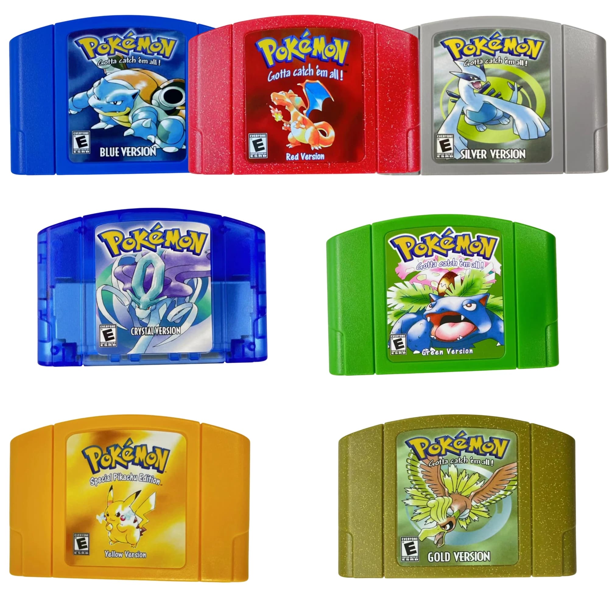 Pokemon. Series N64 Game Cartridge Crystal Red Yellow English Version for 64-bit NTSC US Console