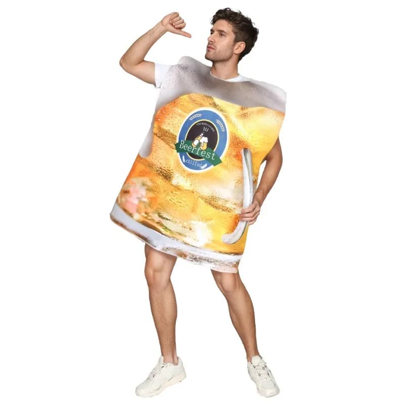 Costume da Boccale di Birra per l'Oktoberfest, Divertente Tuta per il Festival Tedesco di Monaco, Outfit per Halloween, Feste in Bar, Cosplay per Adulti, Spettacoli Teatrali