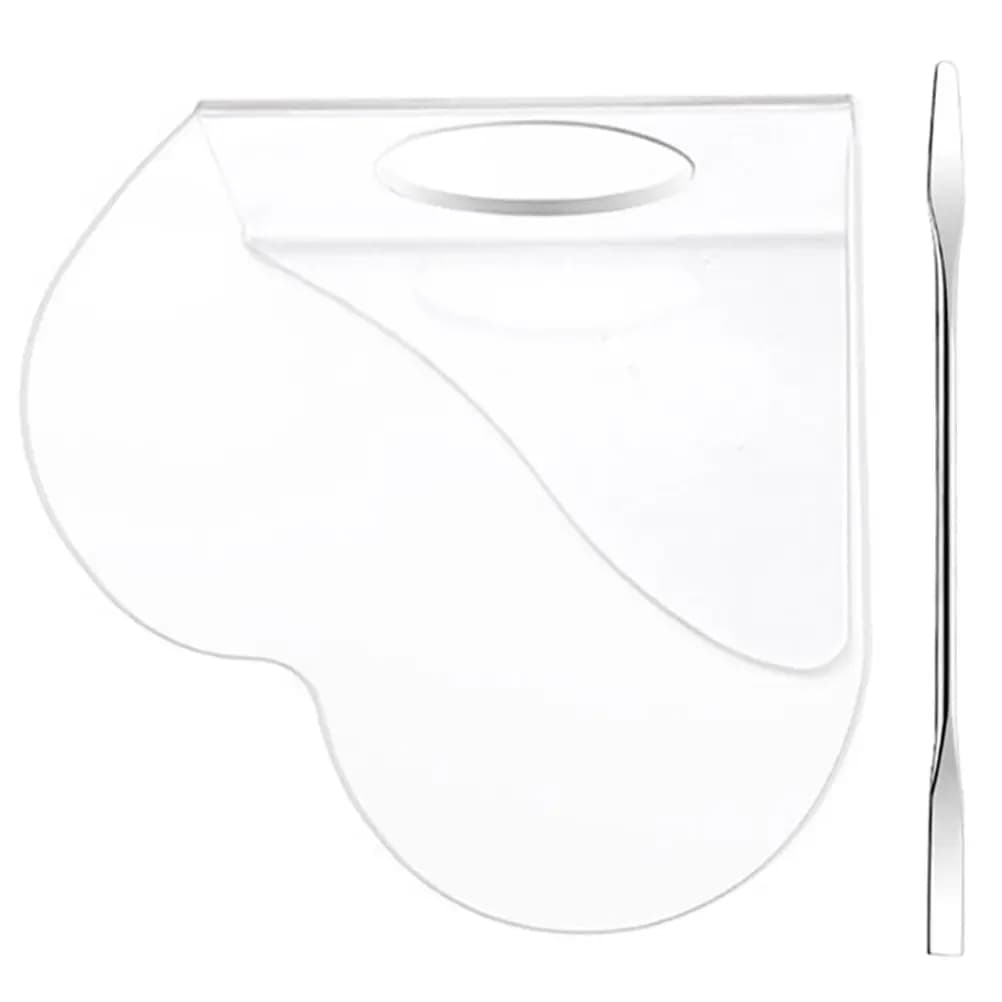 1Set Heart Acrylic Foundation Mixing Palette with Metal Spatula Makeup Mixing Plate for Eyeshadow Pigment Foundation Blending