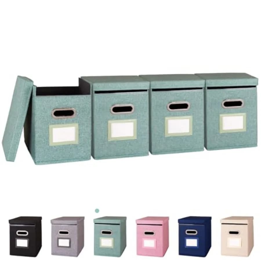 Hanging File Folders Organizer with Lid, Letter Size Fabric File Storage Box Collapsible, Portable Office Document Holder with