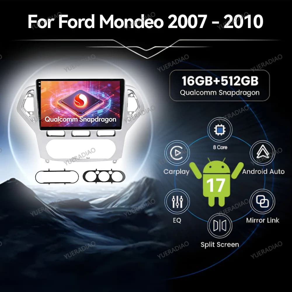 Android 17 Car Radio For Ford Mondeo MK4 2006 2007 2008 2009 2010 Head Unit BT GPS NAVI Bluetooth Car Radios Carplay Automotive