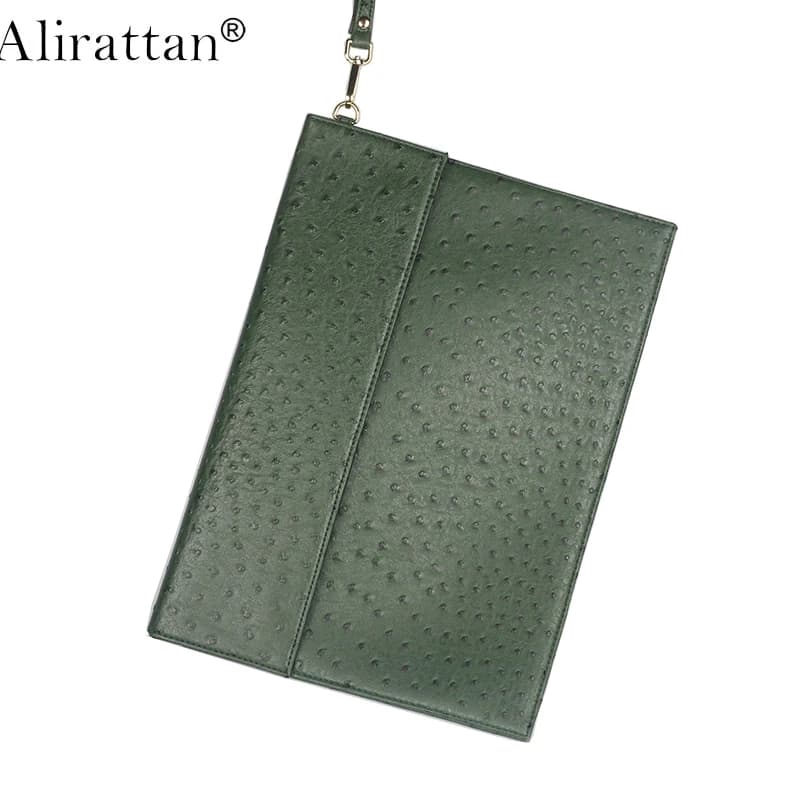 Alirattan New Envelope Clutch Bags for Women 2026 Fashion Design Ostrich Pattern Laptop Pouch Female Trendy Macbook Notebook Bag
