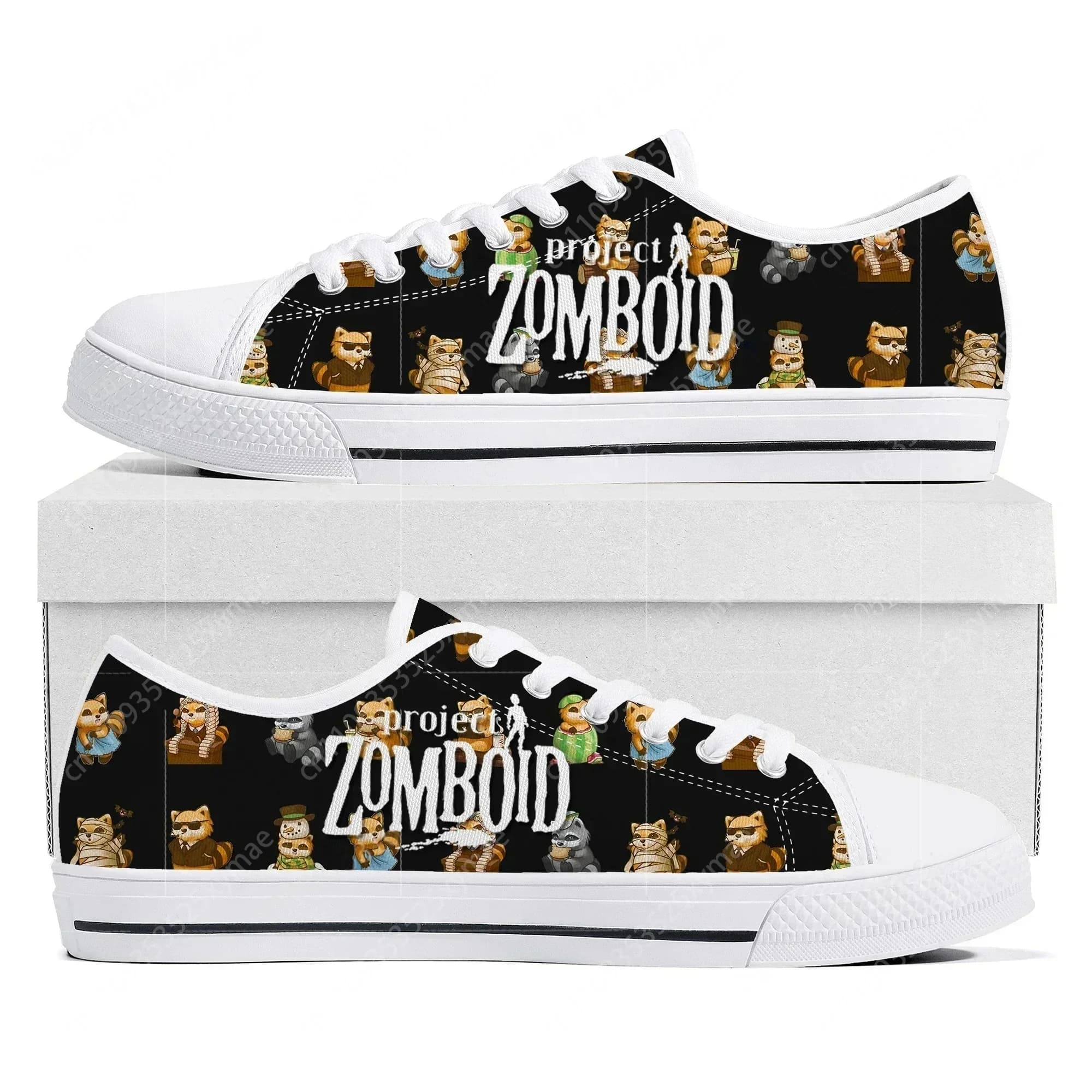 Sneakers basse Project Zomboid, modello cartone animato, da donna, uomo, adolescente, alla moda, in tela, personalizzabili per coppie