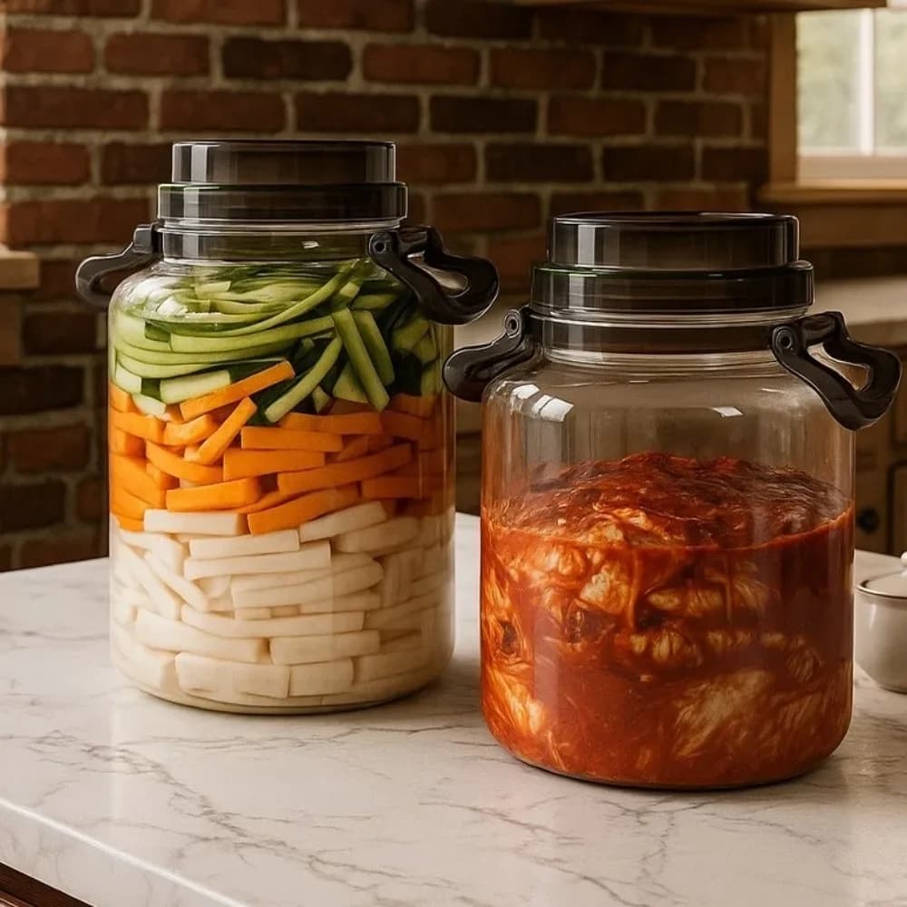 Large Capacity Pickle Jars With Lids With Handle Sealed Pickle Container Leak-Proof Food Grade Fermentation Jar Fermentation