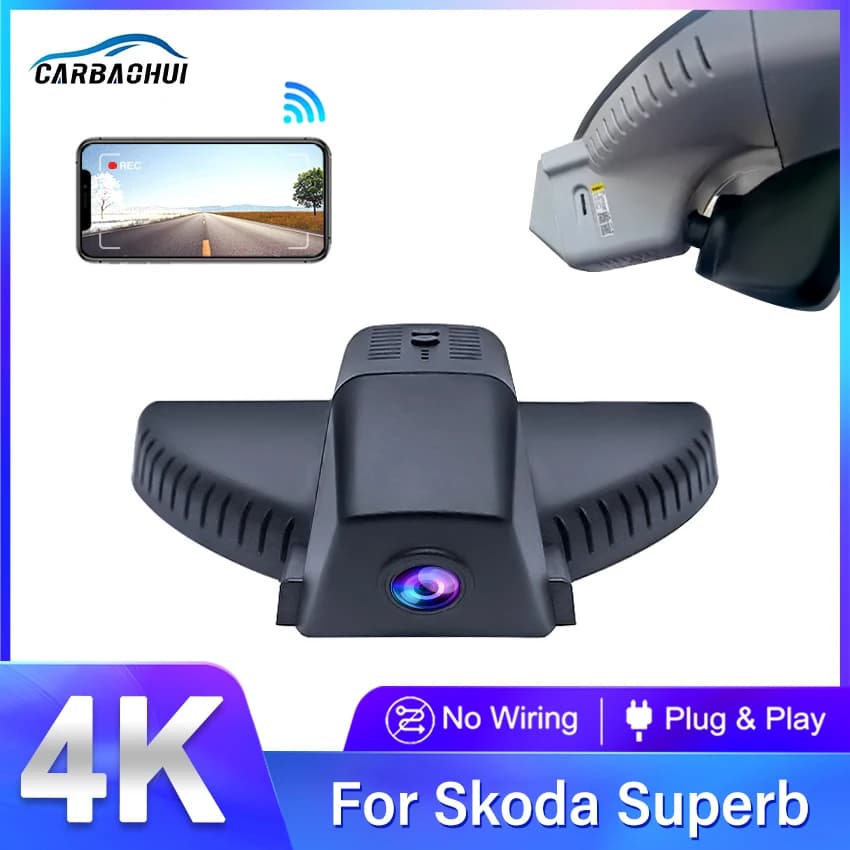 For Skoda Superb 2018-2022 Plug and Play 4K Dash Cam for Car Video Camera Dashcam WIFI Auto Dvr Recording Devices Accessories