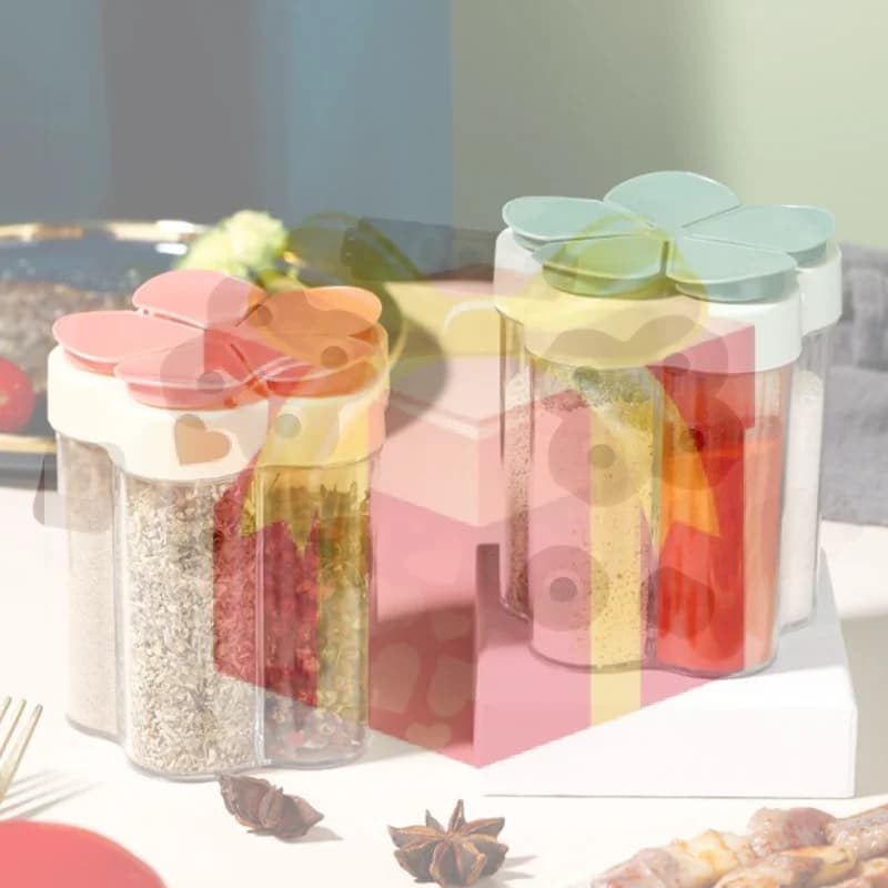 【HG】Creative 5 In 1 Seasoning Jar Household Moisture-proof Spice Rack Outdoor Camping Seasoning Bottle Kitchen Gadget