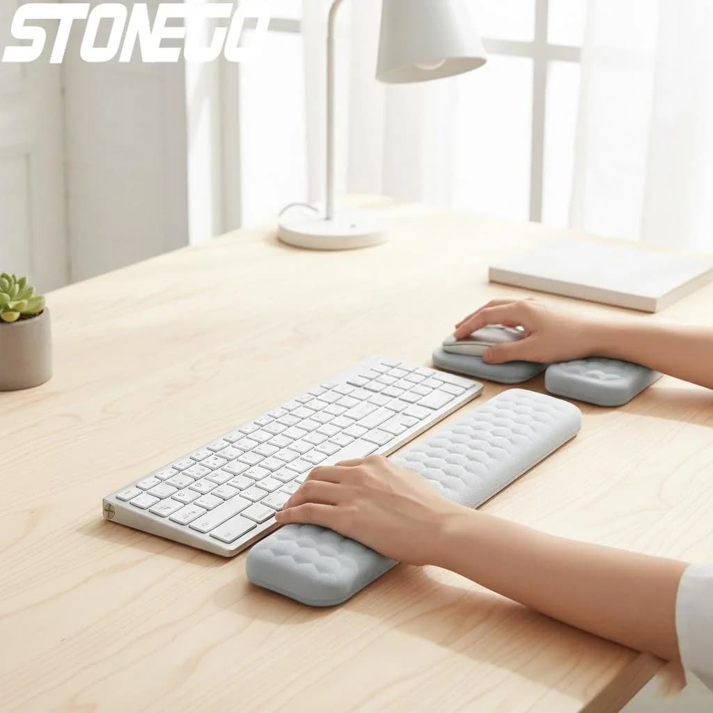 Tappetino per mouse in memory foam, comodo poggiapolsi, supporto per tastiera in silicone, tre misure disponibili