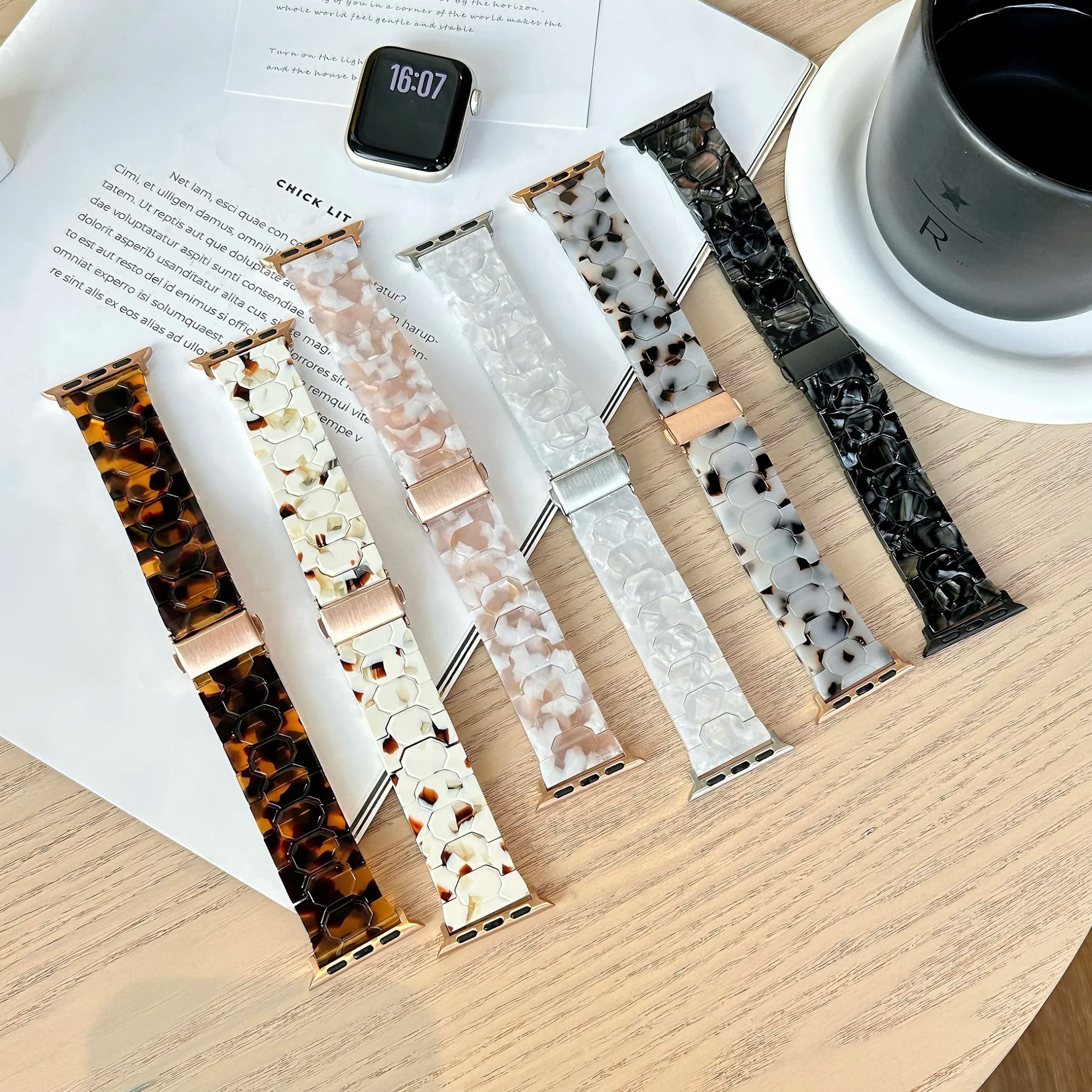 Spring/Summer New Ceramic Resin Strap for Apple Watch Ultra 1/2 49mm S10 46/42mm 45-38mm Elegant Women's Strap for IWatch Series