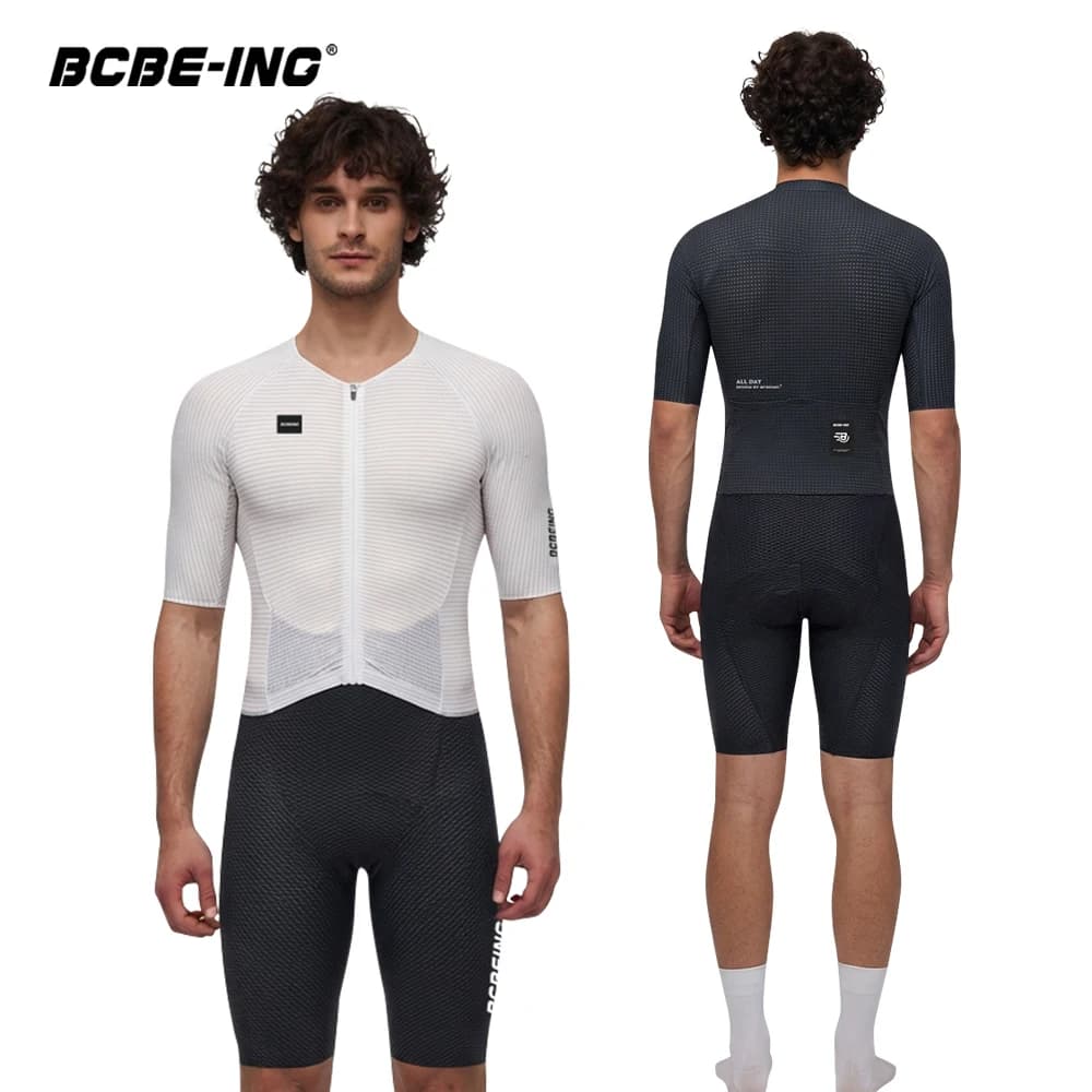 BCBE-ING Men's Aerodynamic Cycling Suit, Summer Short Sleeve, Lightweight and Breathable, with YKK Zip