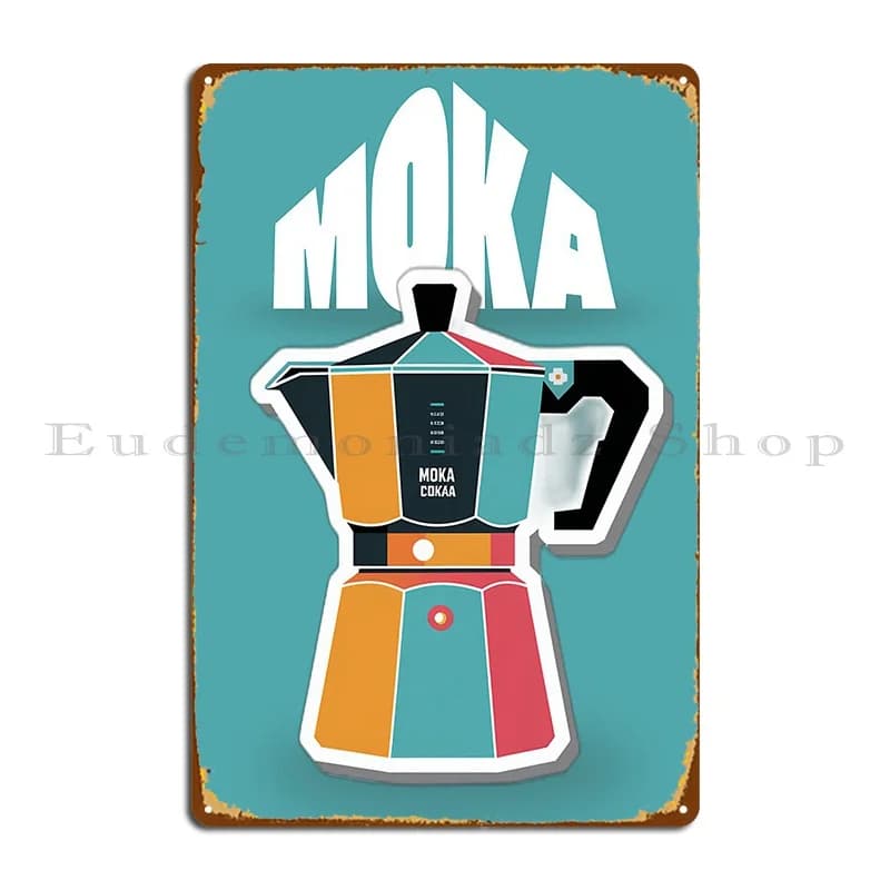 Metal poster for coffee maker Moka Italian Cinema Designer Cinema Party Metal Targa Poster