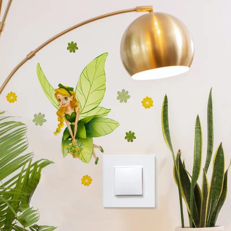 Luminous Cartoon Little Elf Flower Fairy Wall Sticker Glowing in The Dark Light Switch Mark Girls Bedroom DIY Decoration Decals