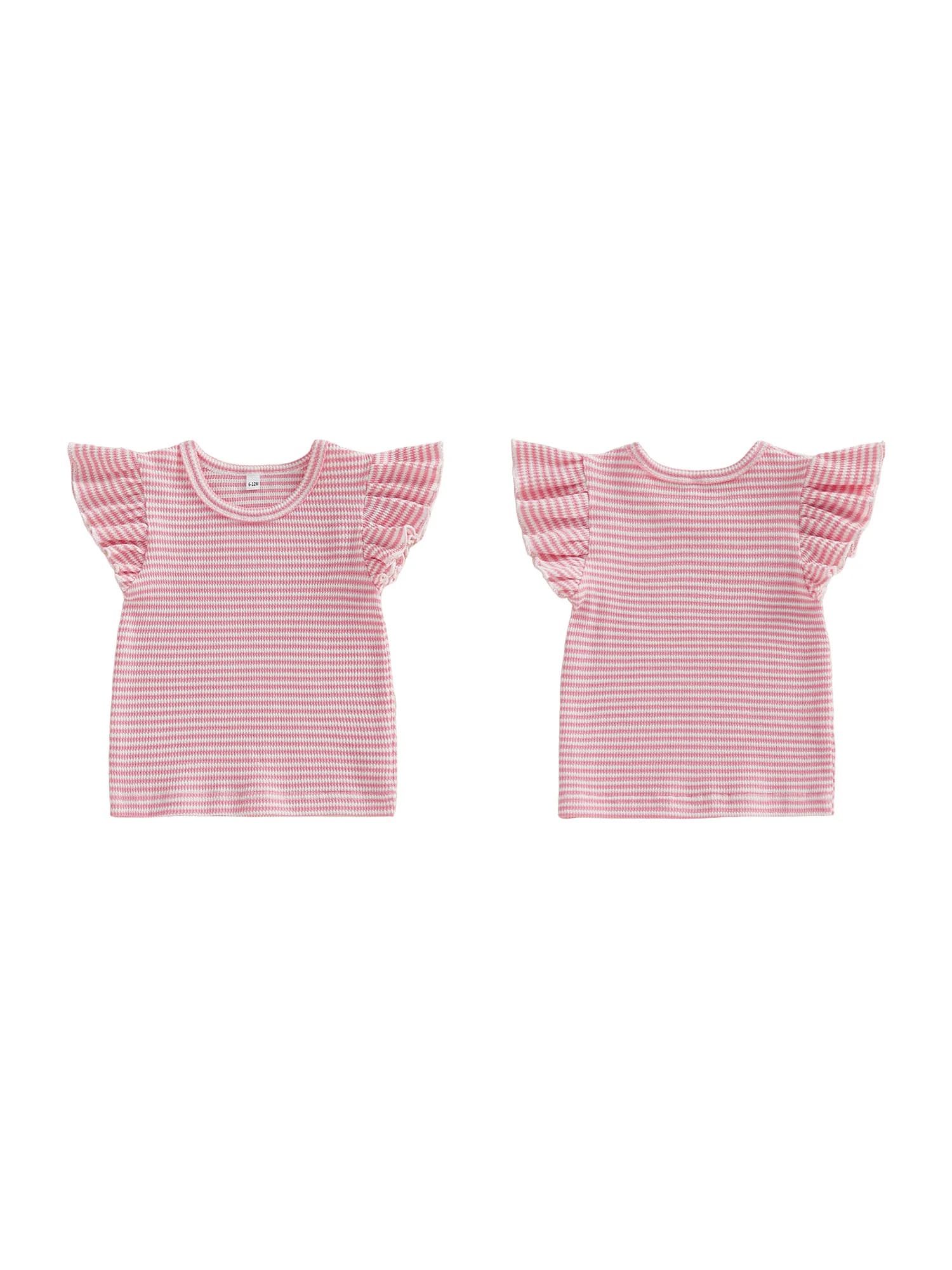 T-shirt estiva a righe da ragazza giovanile con maniche svolazzanti e scollo rotondo per un look casual streetwear