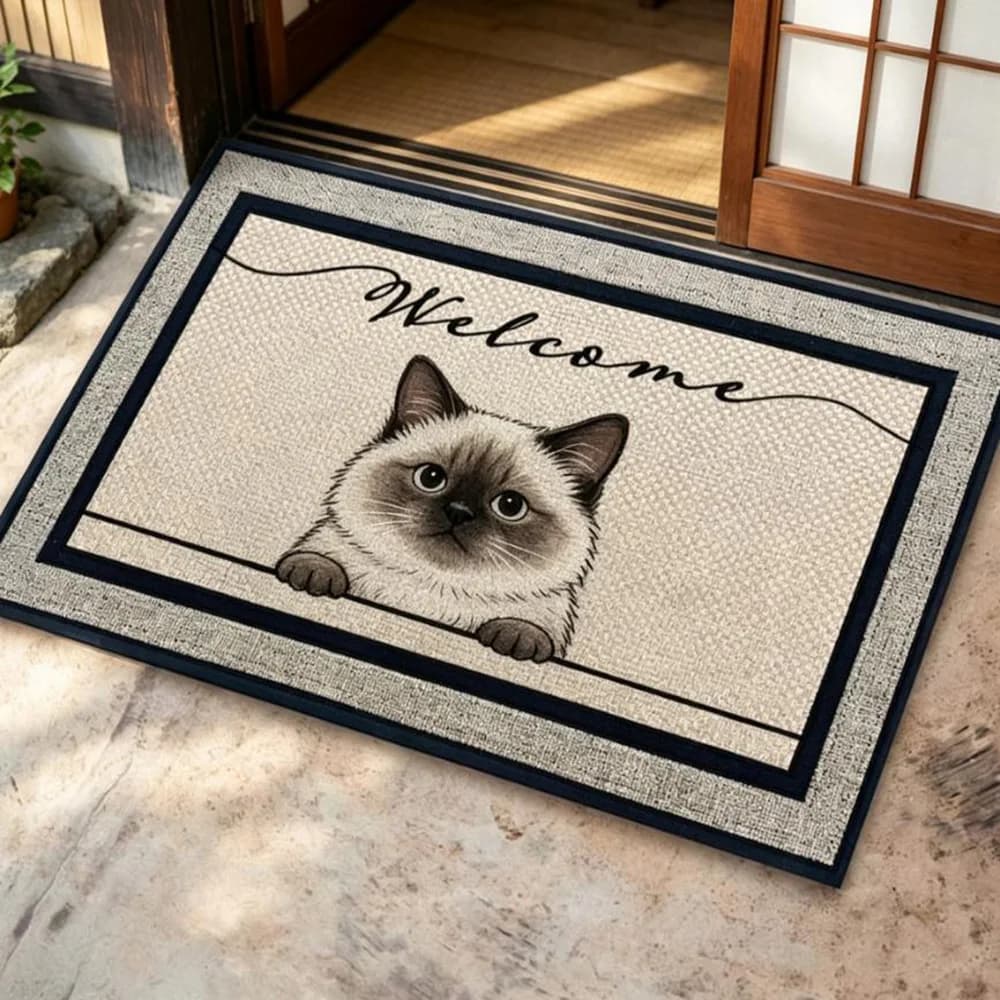 Welcome mat personalized pet head picture print durable anti dirt carpet cozy greeting pad for family doorway decoration