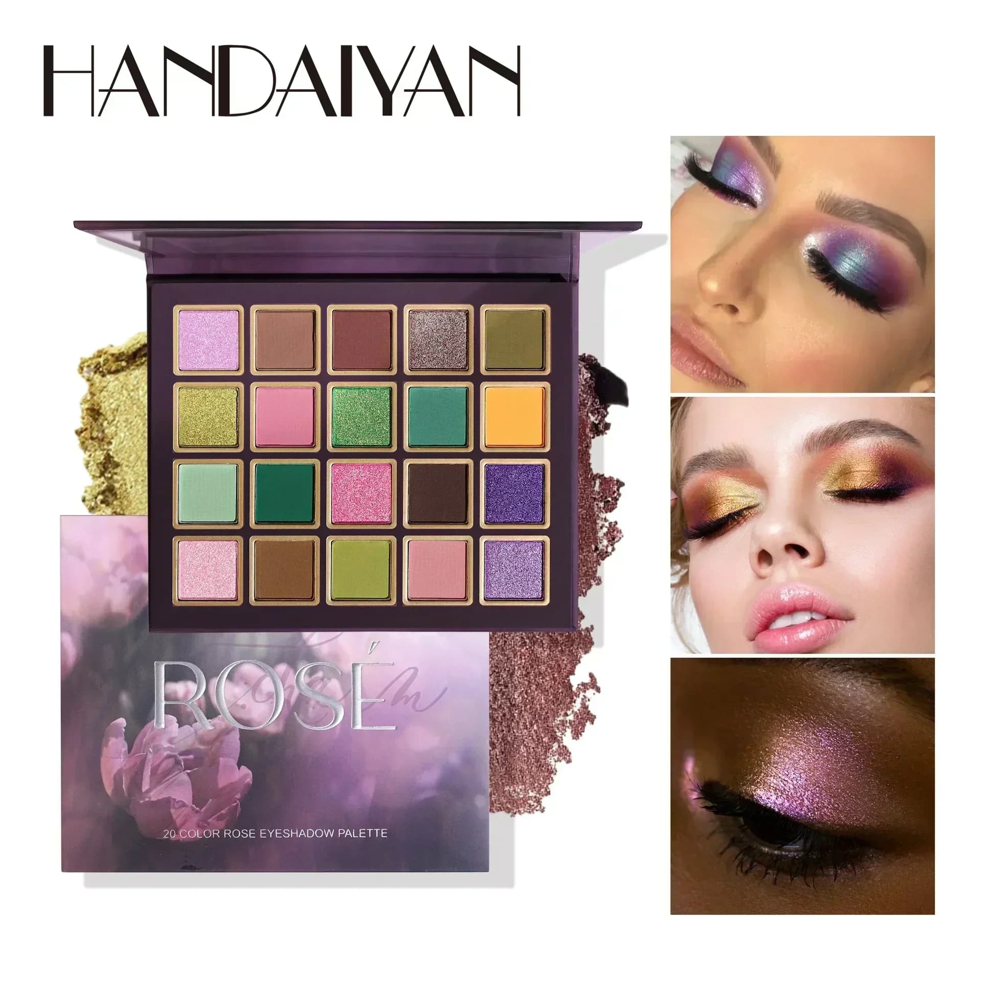 HANDAIYAN Nuova tavolozza di ombretti da 20 colori Matte Shimmer Tavolozza di trucco multiuso Texture liscia Ombretto professionale 25g