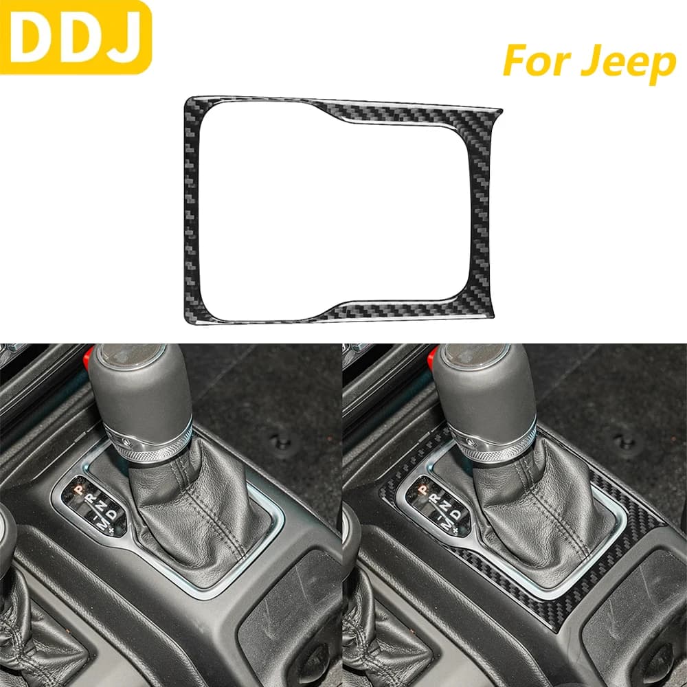 For Jeep Wrangler JL 2018-2023 Gladiator 2020-2023 In Central Carbon Fiber Gear Control Panel Cover Accessories Auto Adhesive