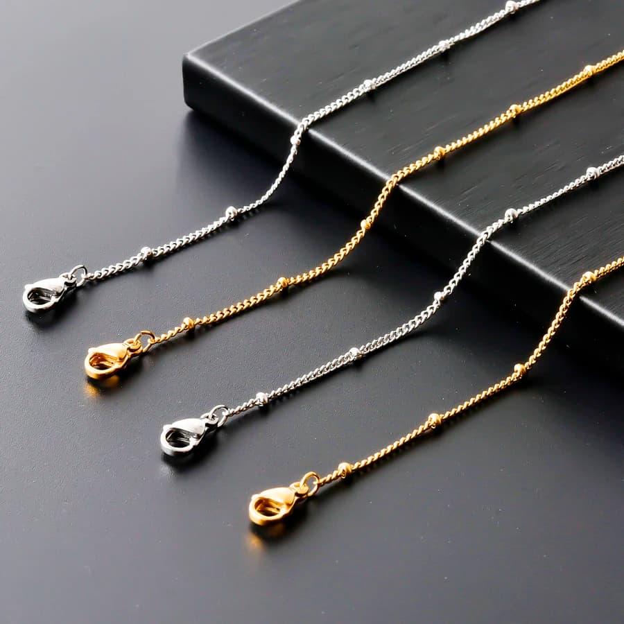 Side Clip Beads Long Chain Jewelry Around Neck Necklaces For Women Men Accessories Stainless Steel Bead Chain DIY Pendant Bulk