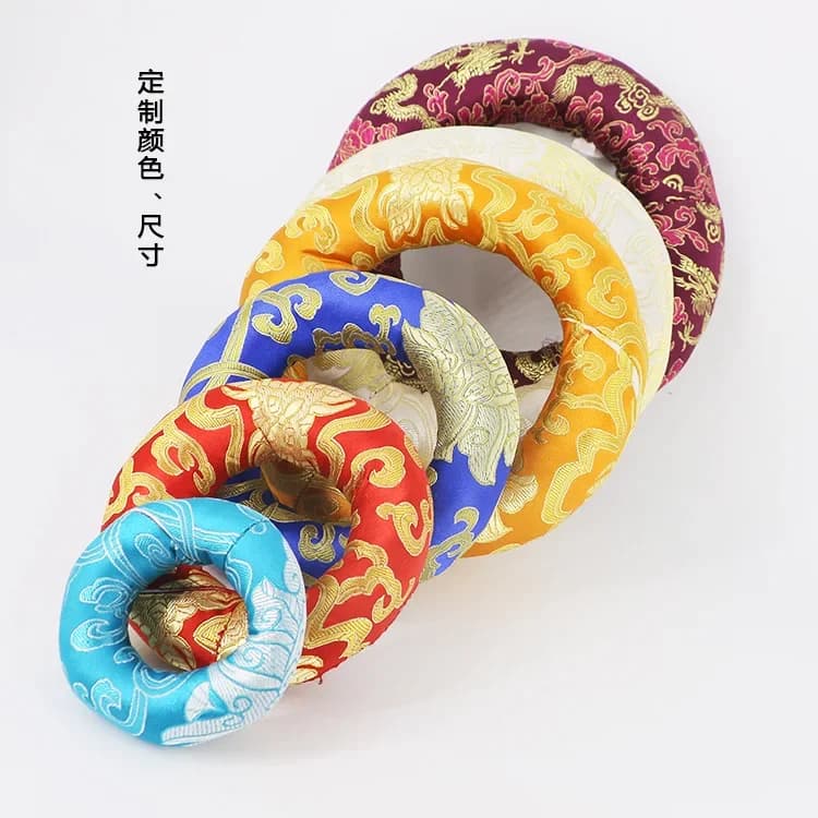 Tibetan Bowl Mat Hand-stitched Brocade Mat Singing Bowl Base Tibetan Buddhist Meditation Singing Bowl Accessory 8-22cm