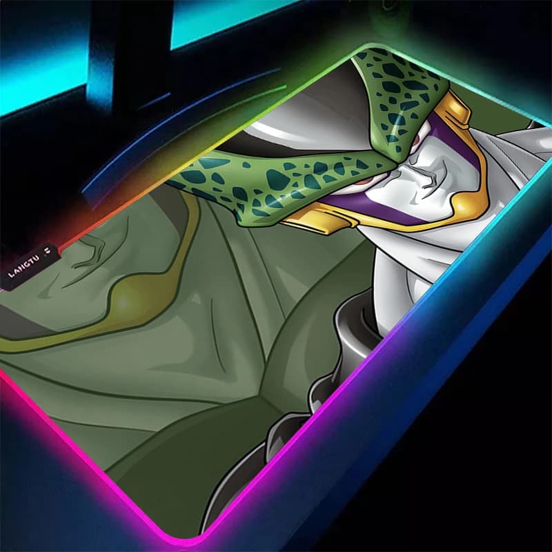 Tappetino per mouse RGB DBZ Dragon Ball Cell Anime Cute Girl Gabinete Gamer Tappetino per scrivania per computer Tappetino per tastiera Accessori da gioco Tappetino per mouse LED