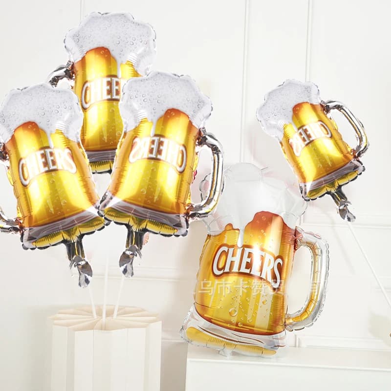 Set di 6 Palloncini in Foil a Tema Birra, Palloncini Dorati da 16 Pollici per Decorazioni e Regali per Feste a Tema Birra
