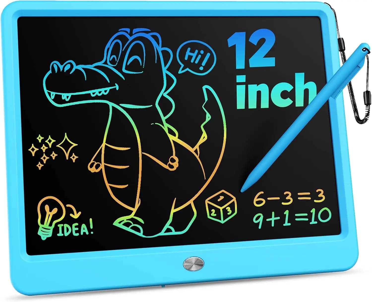 Tavoletta LCD da 12 Pollici con Stilo Anti-Smarrimento, Lavagna Cancellabile Colorata per Disegno, Ideale per Viaggi, Scuola, Giochi e Giocattoli
