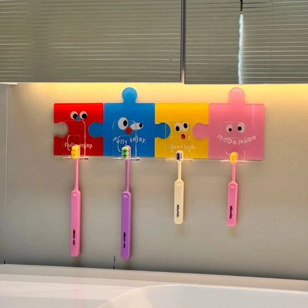 New Thickened Puzzle Shape Hook No-Drill Funny Storage Rack Waterproof Geometric Toothbrush Holder Tile Walls