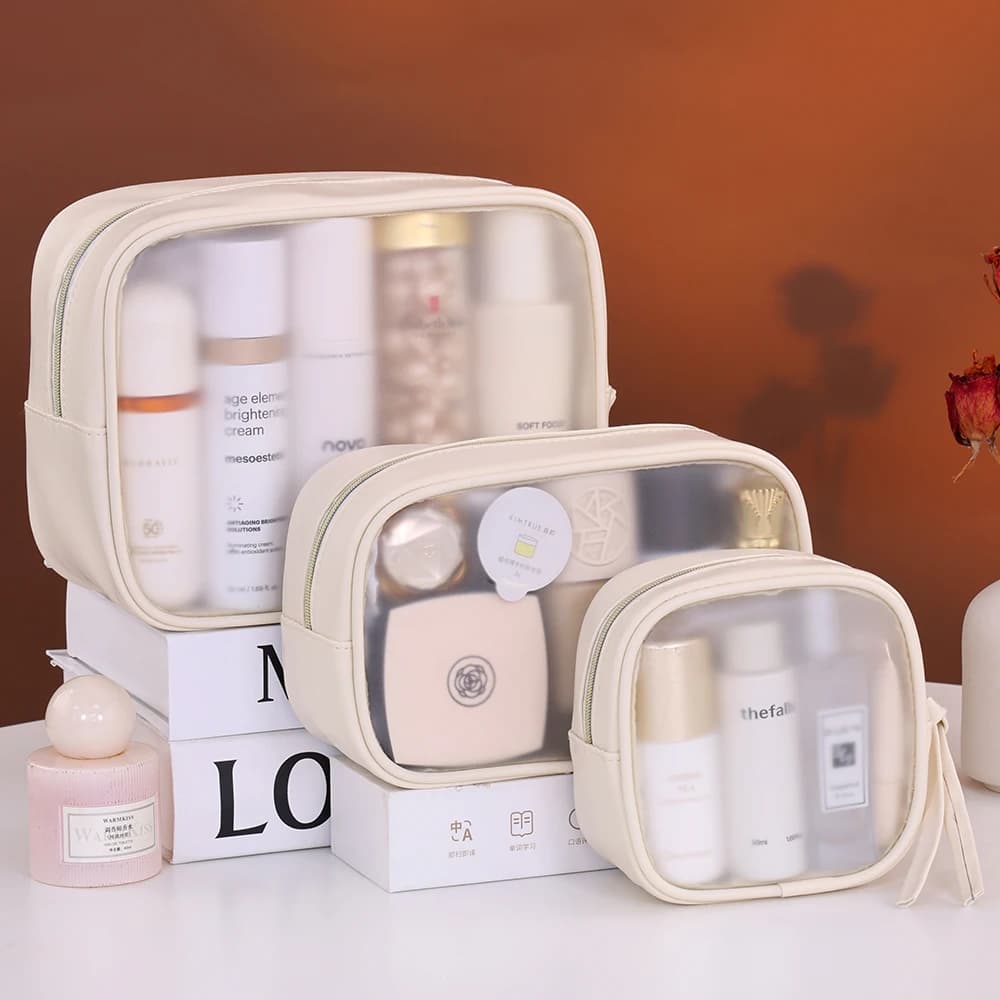 Borsa per il Trucco Opaca Semi-Trasparente, Borsa da Viaggio per Cosmetici, Borsa Portatile per Organizzare Articoli da Toeletta