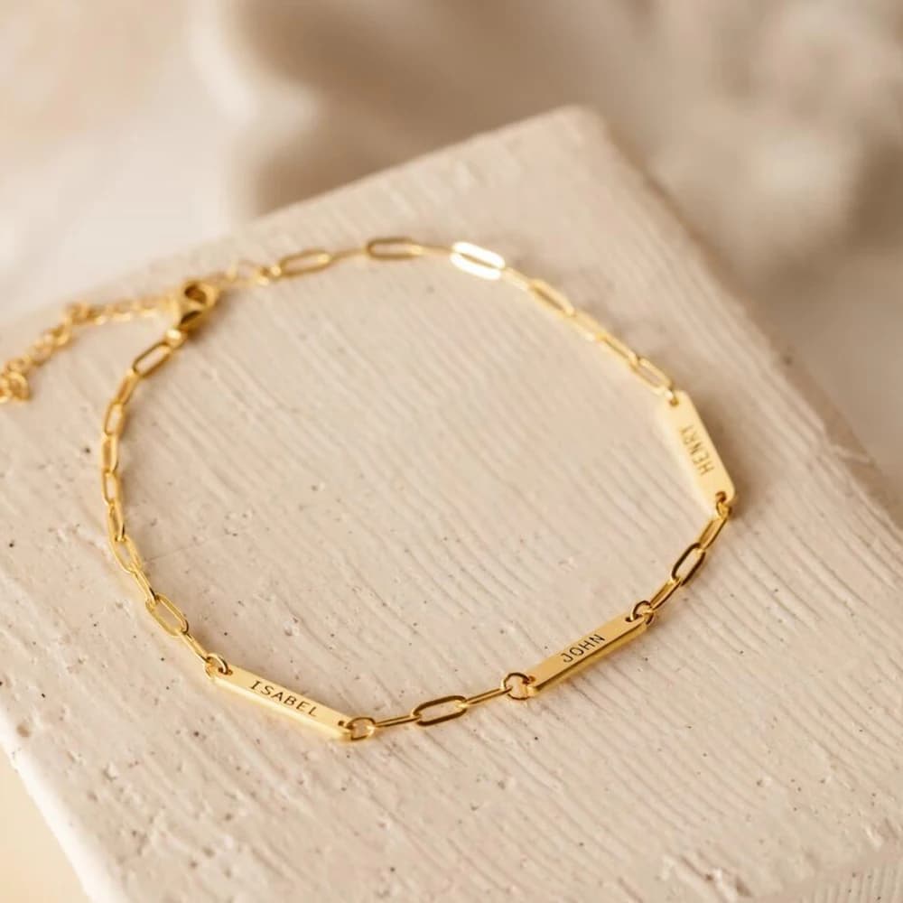 Bracciale con nome personalizzato - Può aggiungere più paillettes - Famiglia e amici personalizzati - Materiale in acciaio inossidabile - Regalo minimalista