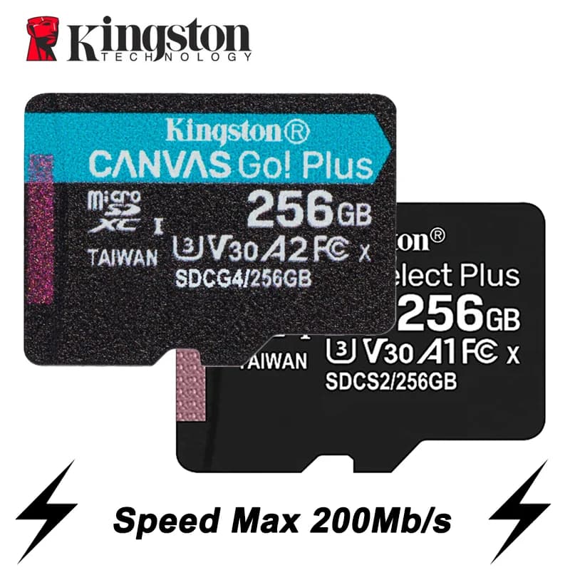 Scheda di memoria Kingston fino a 200 MB/s Micro SD TF 64 GB 256 GB 128 GB 512 GB 1 TB Velocità di lettura Classe 10 U1 V30 A1 Flash per dispositivi elettronici