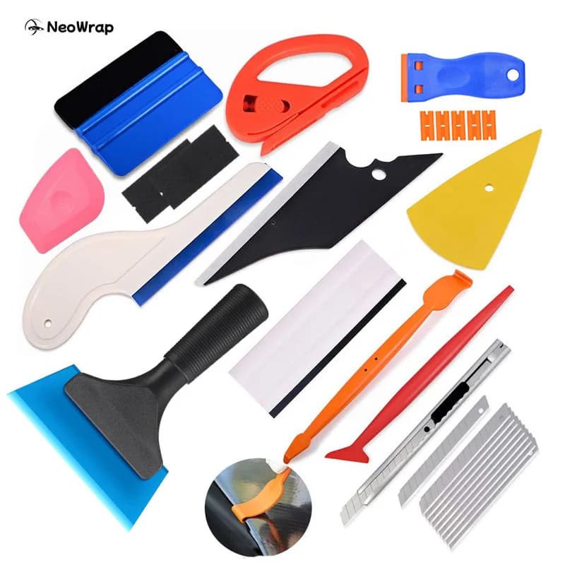 Strumenti per colorare le finestre Kit per l'installazione della pellicola per finestre per avvolgere il vinile Seccatoio in vinile, raschietto angolare, bastoncino avvolgente, coltello multiuso per taglierina per vinile