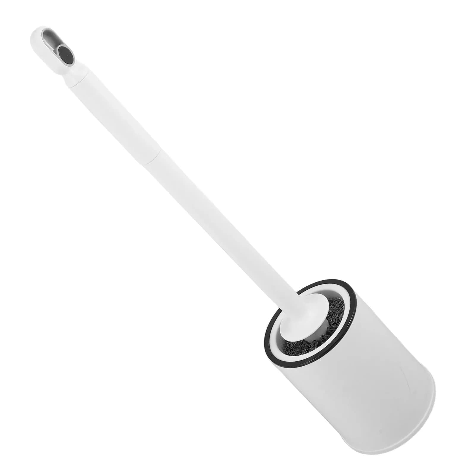 1Set Toilet Brush Long Handle Plastic Holder Freestanding Bathroom Deep Cleaning Bowl Brush Cleaner Stable Non-Slip Base Tidy
