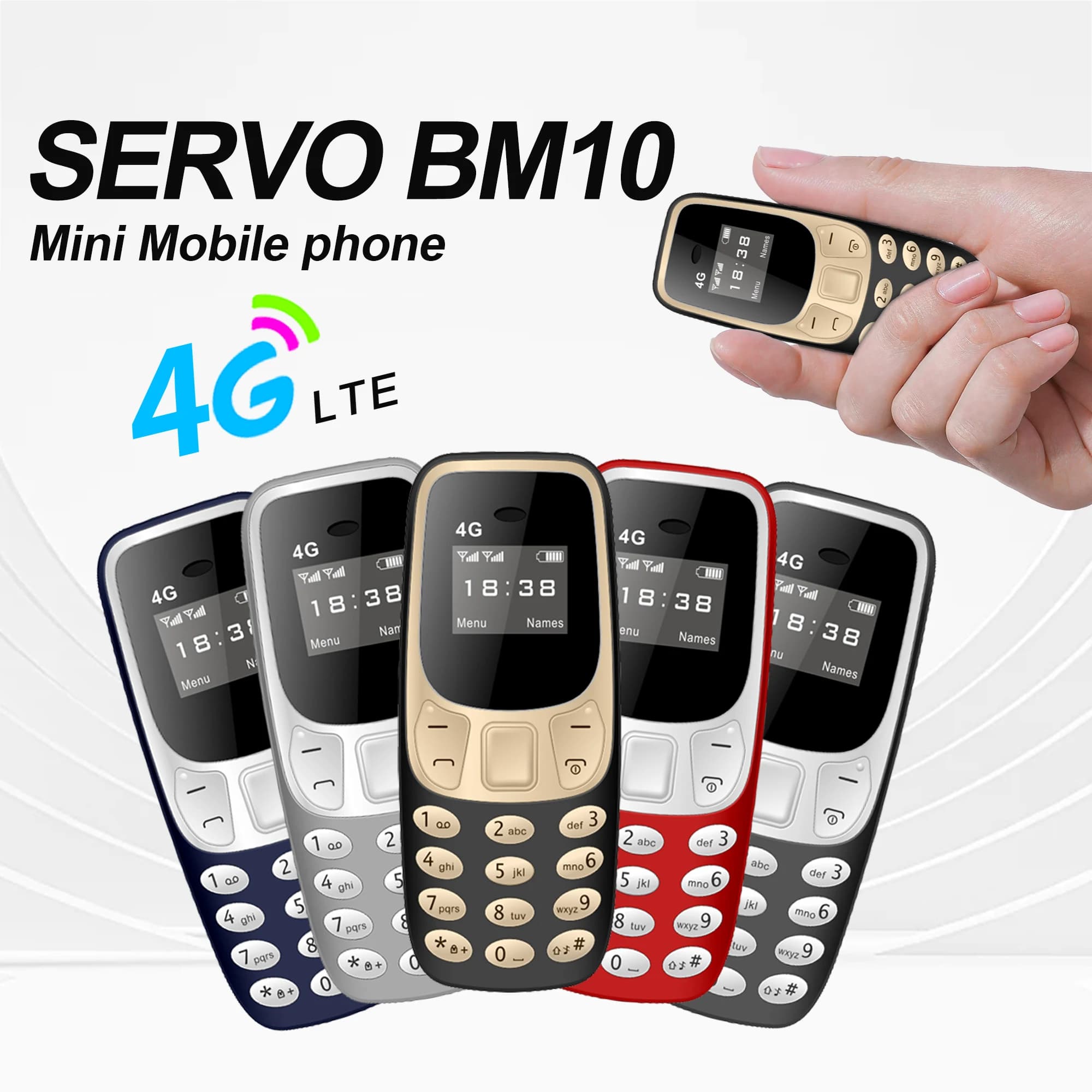 BM10 Telefono Cellulare Mini 4G LTE Dual SIM Standby Composizione Rapida Lista Nera Registrazione Vocale Sveglia Telefono Compatto di Riserva