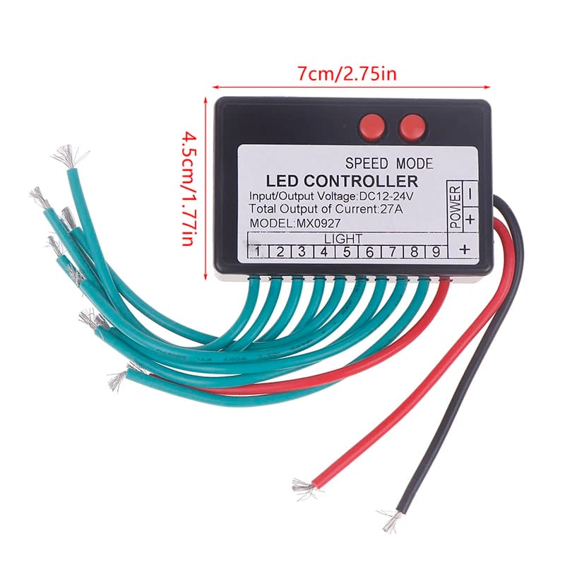 12V-24V 4CH 9CH Single Color LED Strip Light Controller Jump Water Burst Flash Horse Sign Luminous Word Exposed Light Box Switch