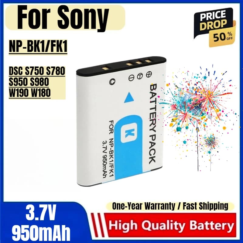 Battery NP-BK1/FK1 3.7V 950mAh Rechargeable batteries and chargers for Sony DSC S750 S780 S950 S980 W190 W180 Camera battery
