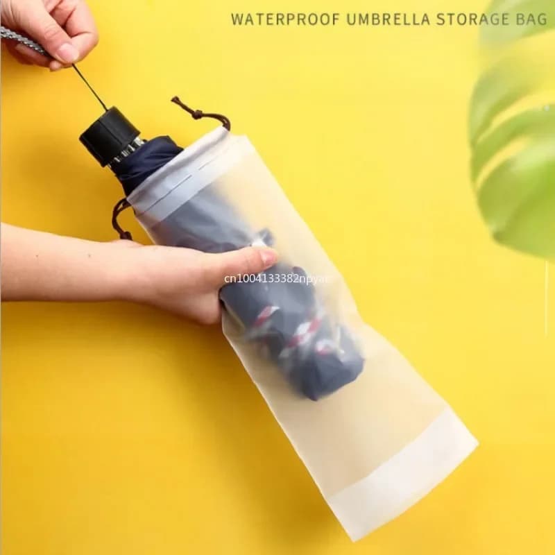 Borsa impermeabile per riporre ombrelli pieghevole Borsa da trasporto bagnata Custodia per ombrellone riutilizzabile per tasca con coulisse traslucida da viaggio