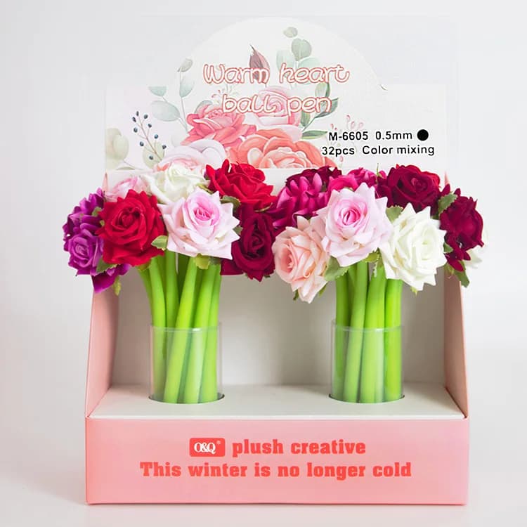 32 pezzi ornamento creativo rosa penna neutra ins nuovi regali transfrontalieri scrittura di decompressione in silicone penna a base d'acqua