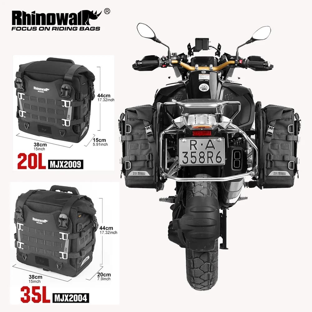 Rhinowalk Motorcycle Pannier Bag 20L/35L Quick Release Waterproof Saddlebag with Internal Frame Anti-Sway Luggage for Touring
