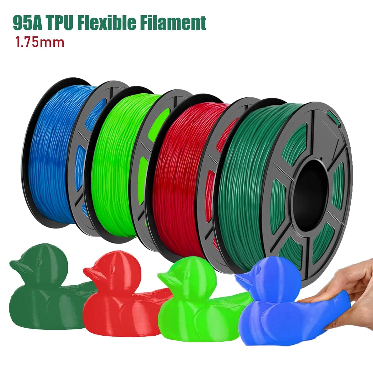 Filament TPU 1,75 mm, 3D 95A printer filament, flexible TPU filament, dimensional accuracy +/- 0.03 mm, suitable for most FDM 3D printers