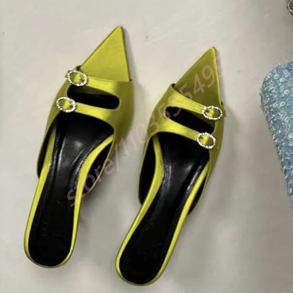 Summer Women's Waist Belt Buckle 2025 New slip-on slippers for outdoor beach holidays with open tip Casual stiletto heels sexy fashion